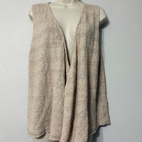 Gudrun Sjoden Sweaters - Gudrun Sjödén Beige Knit Open Fron Cardigan Shawl Vest Linen Cotton Lightweight